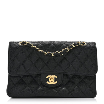 Caviar Quilted Small Double Flap Black