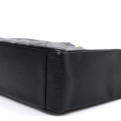 Caviar Quilted Petit Shopping Tote PST Black