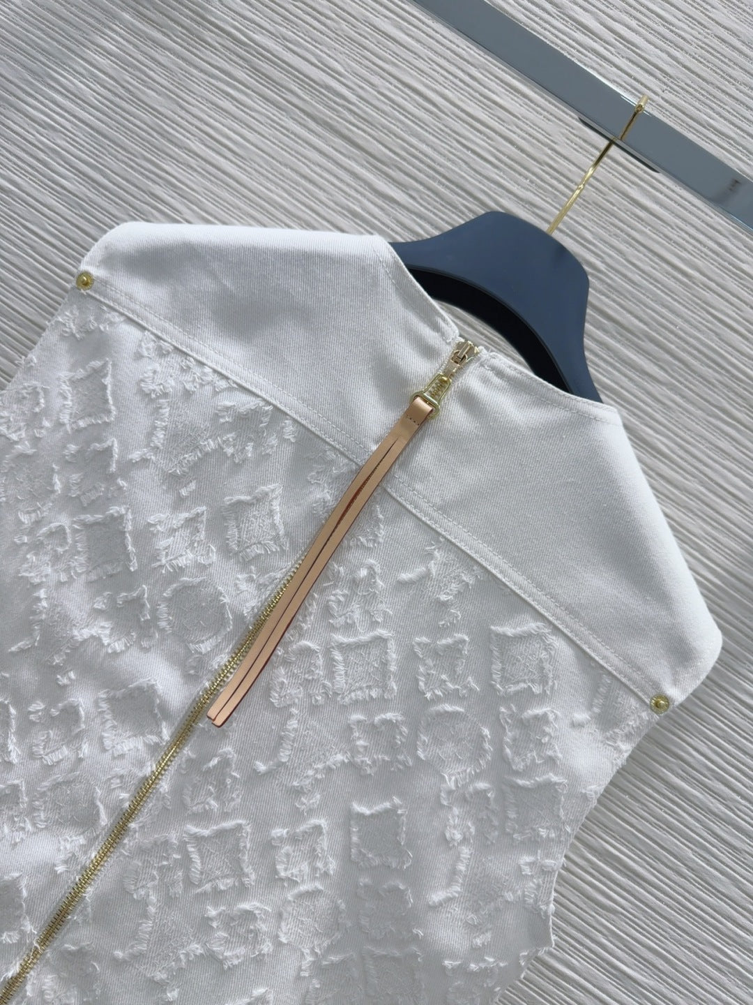 LV 25S Back Zipper Cute Vest Dress White Cotton