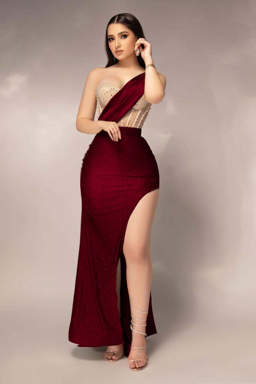 Shinning Mint Satin Sleeveless Sweetheart Beadings Prom Dress with High Split