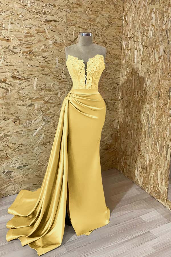 Sleeveless Mermaid Evening  Appliques Dress With Slit