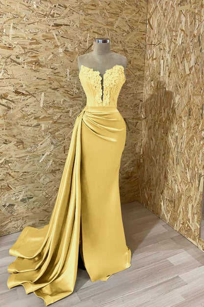 Sleeveless Mermaid Evening  Appliques Dress With Slit