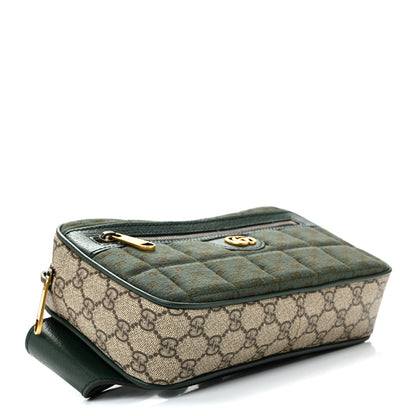 Monogram GG Mignon Textured Dollar Calfskin GG Supreme Monogram Quilted Mini GG Belt Bag Green Beige Ebony