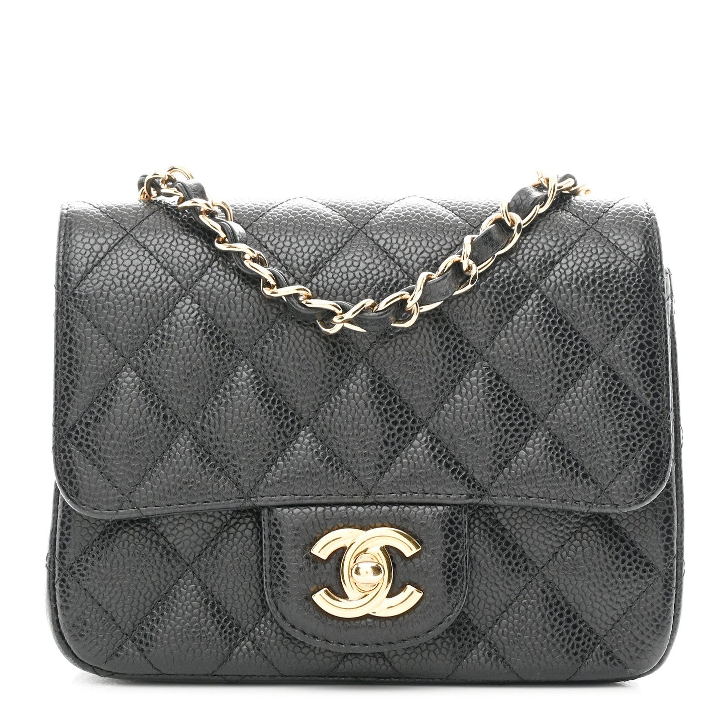 Caviar Quilted Mini Square Flap Black