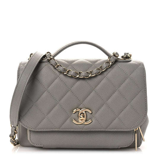 Caviar Quilted Medium Business Affinity Flap Grey