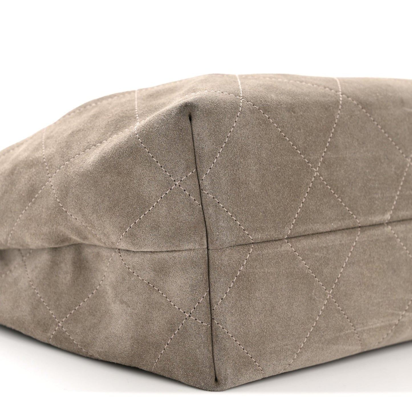 Suede Calfskin Lambskin Quilted Maxi Hobo Grey