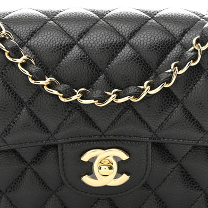 Caviar Quilted Small Double Flap Black
