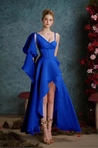 Sleeveless One Straps Sweetheart Long Slit Prom Dress With Slit
