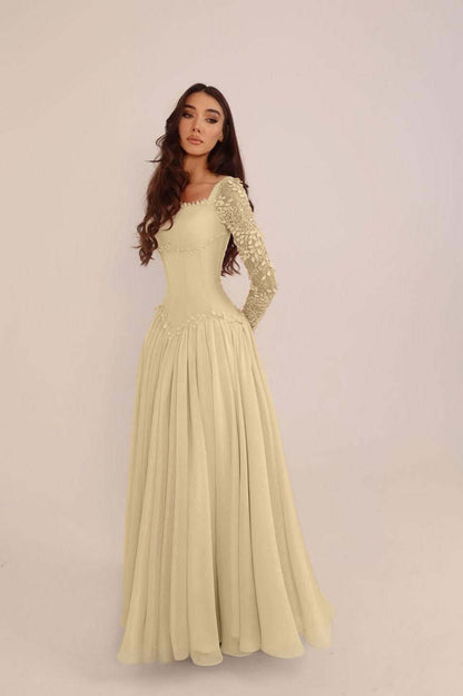 Glamorous Candy Pink Chiffon Long Sleeves Long Evening Dress With Sequins