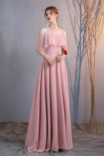 4 Styles Rust Orange Chiffon Long Mismatched Bridesmaid Dresses