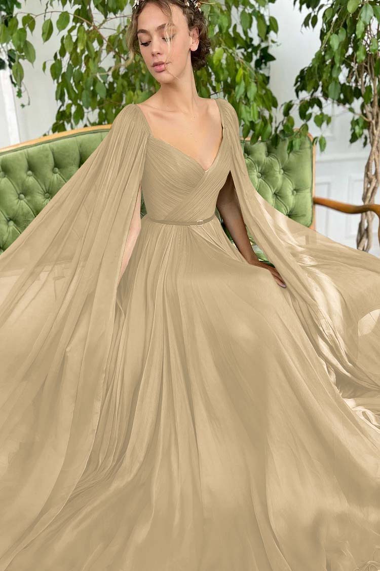 Elegant Green Long Puffy Sleeves Formal Prom Dress Sweetheart Tulle With Split
