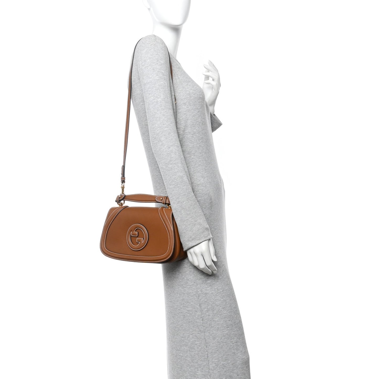 Roxy Calfskin Medium Blondie Top Handle Bag Brown