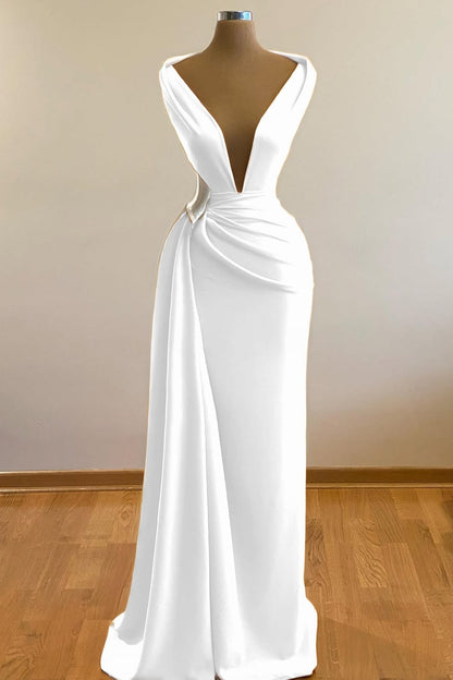 Simple Orange Sleeveless Deep V-Neck Mermaid Prom Dress