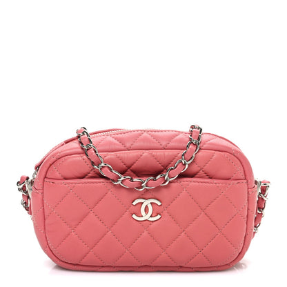 Lambskin Quilted Small Timeless Camera Case Pink
