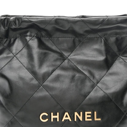 Shiny Calfskin Quilted Small Chanel 22 Black