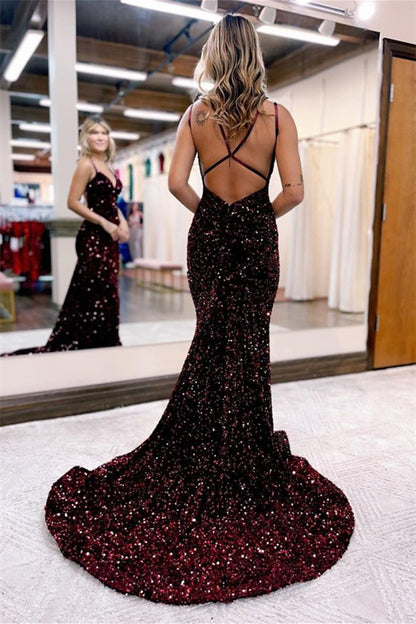 Blue Mermaid Evening Dress Open Back For Grad Party