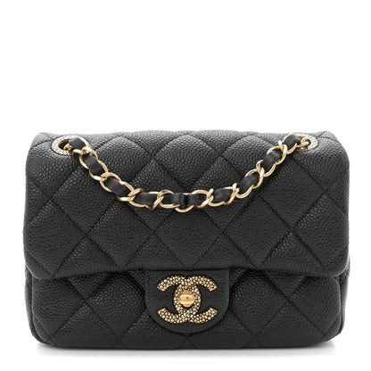 Grained Lambskin Quilted Mini Flap Black