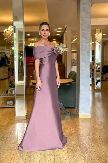Stunning Dark Green Satin Off the Shoulder Strapless Long Prom Dress with Pleated