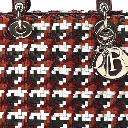Lambskin Woven Tweed Large Lady Dior Red Multicolor