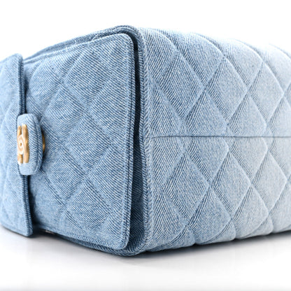 Washed Denim Quilted Small Chanel 25 Handbag Blue