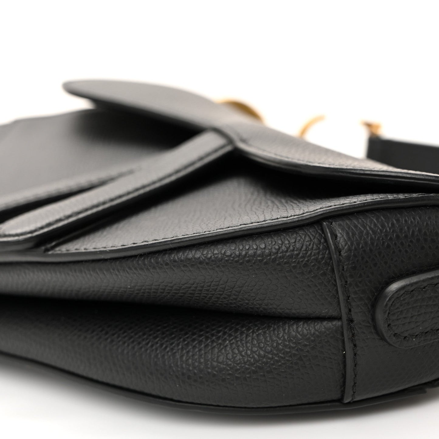 Grained Calfskin Mini Saddle Bag Black