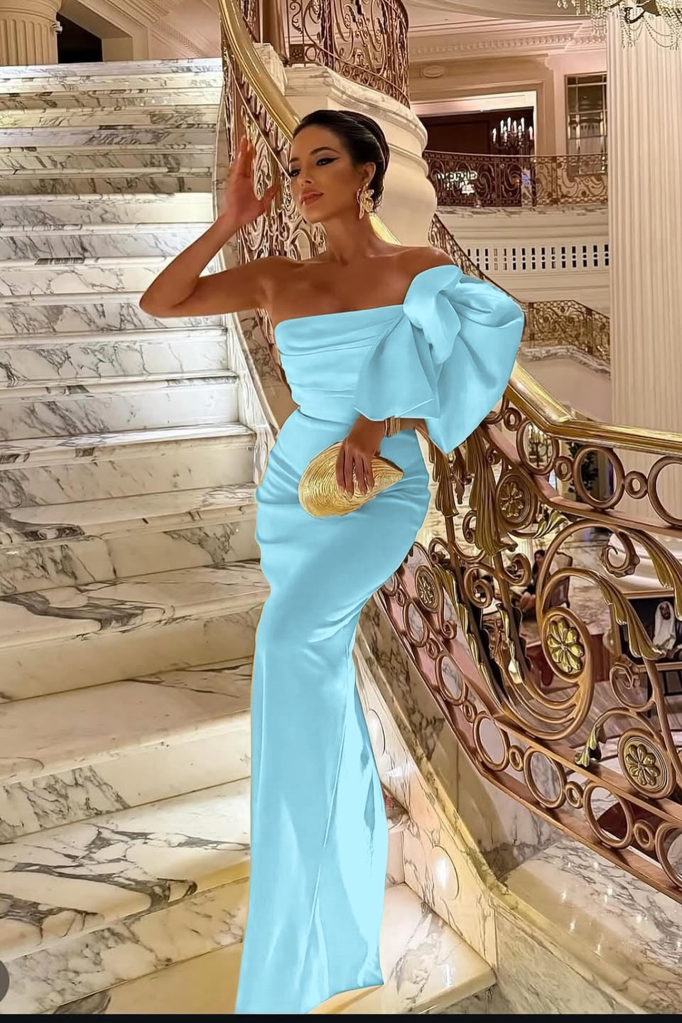 Sleeveless Strapless Mermaid Prom Dress With Bow