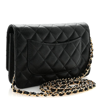 Caviar Quilted Wallet On Chain WOC Black