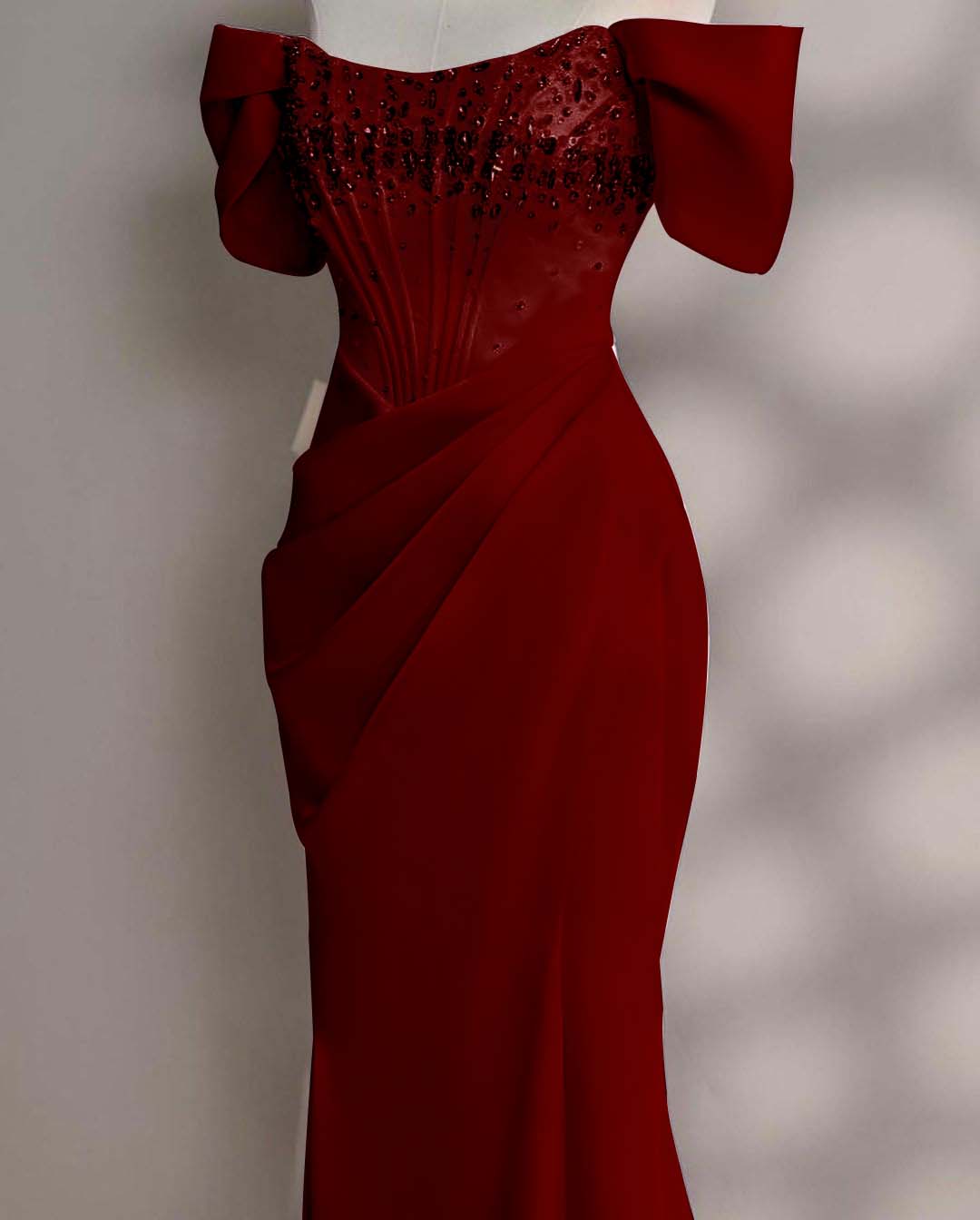 Blushing Pink A-Line Off-the-Shoulder Beads Prom Dress with Pleated