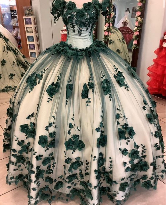 Red Off The Shoulder 3D Flowers Sweet 16 Party Dress Quinceanera Dresses  SH822