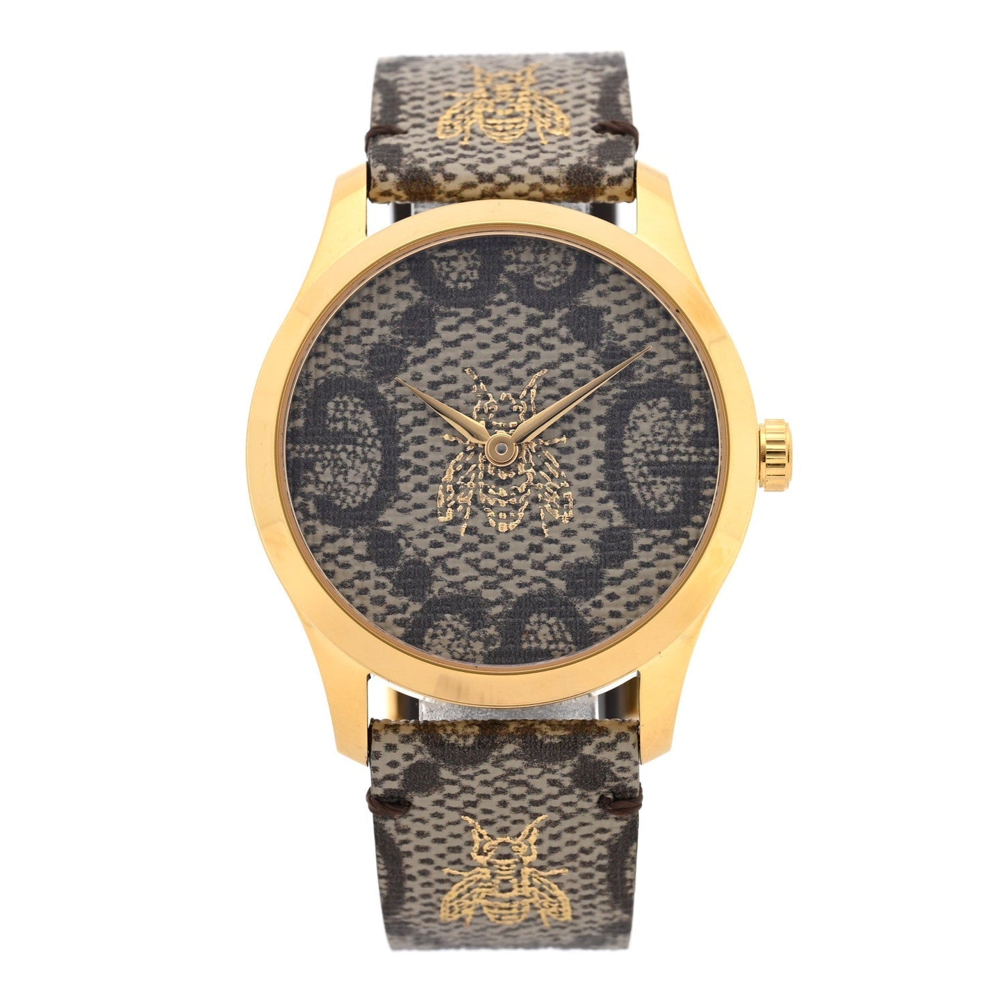 Stainless Steel Canvas 38mm G-Timeless GG Supreme Bee Quartz Watch Brown