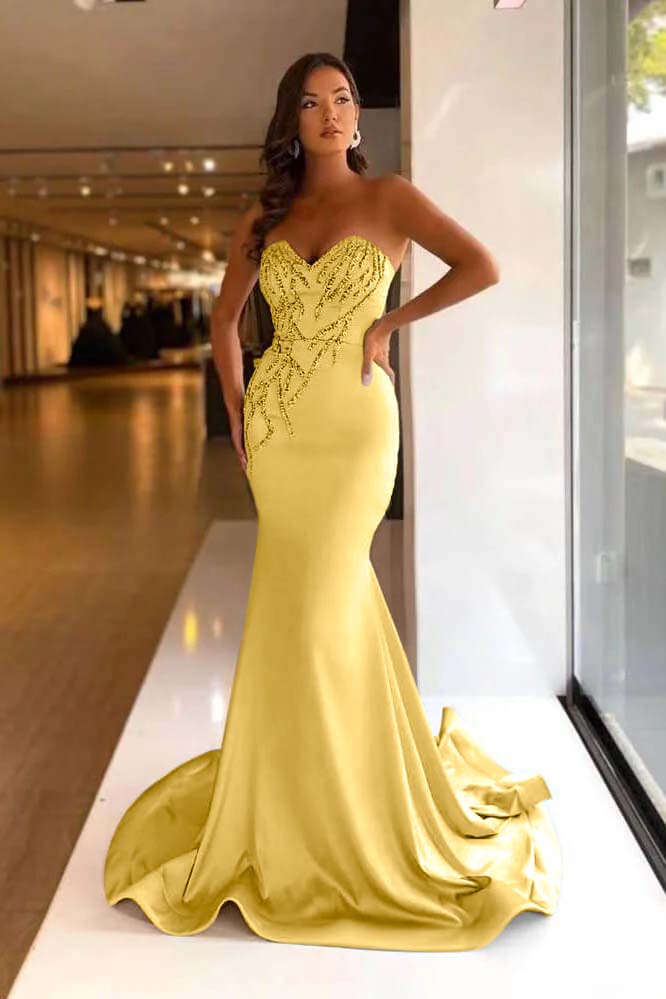 Pretty Long Prom Dress Mermaid Sweetheart With Beads