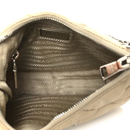 Re-Nylon Triangle Quilted Padded Patchwork System Shoulder Bag Deserto