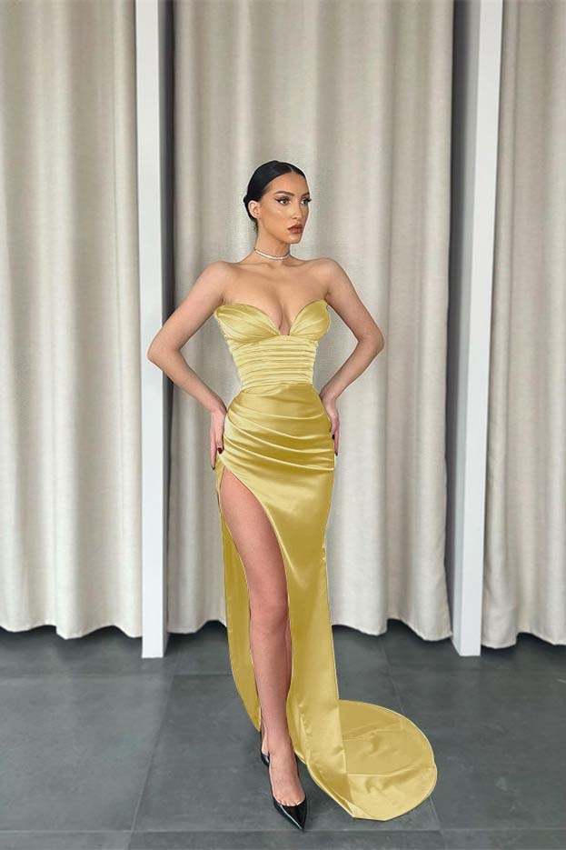 Mermaid Dark Green Sweetheart Prom Dress Slit