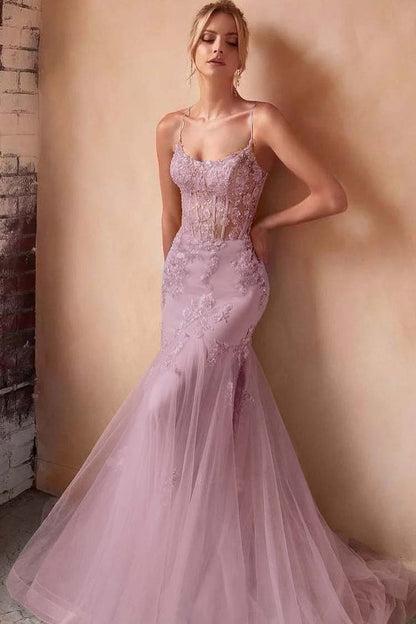 Baby Blue Sleeveless Spaghetti Strap Embroidery Mermaid Prom Dress
