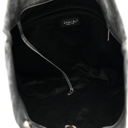 Metallic Calfskin Stitched CC Club Monaco Tote Silver