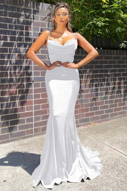 Long Spaghetti-Straps Mermaid Prom Dress