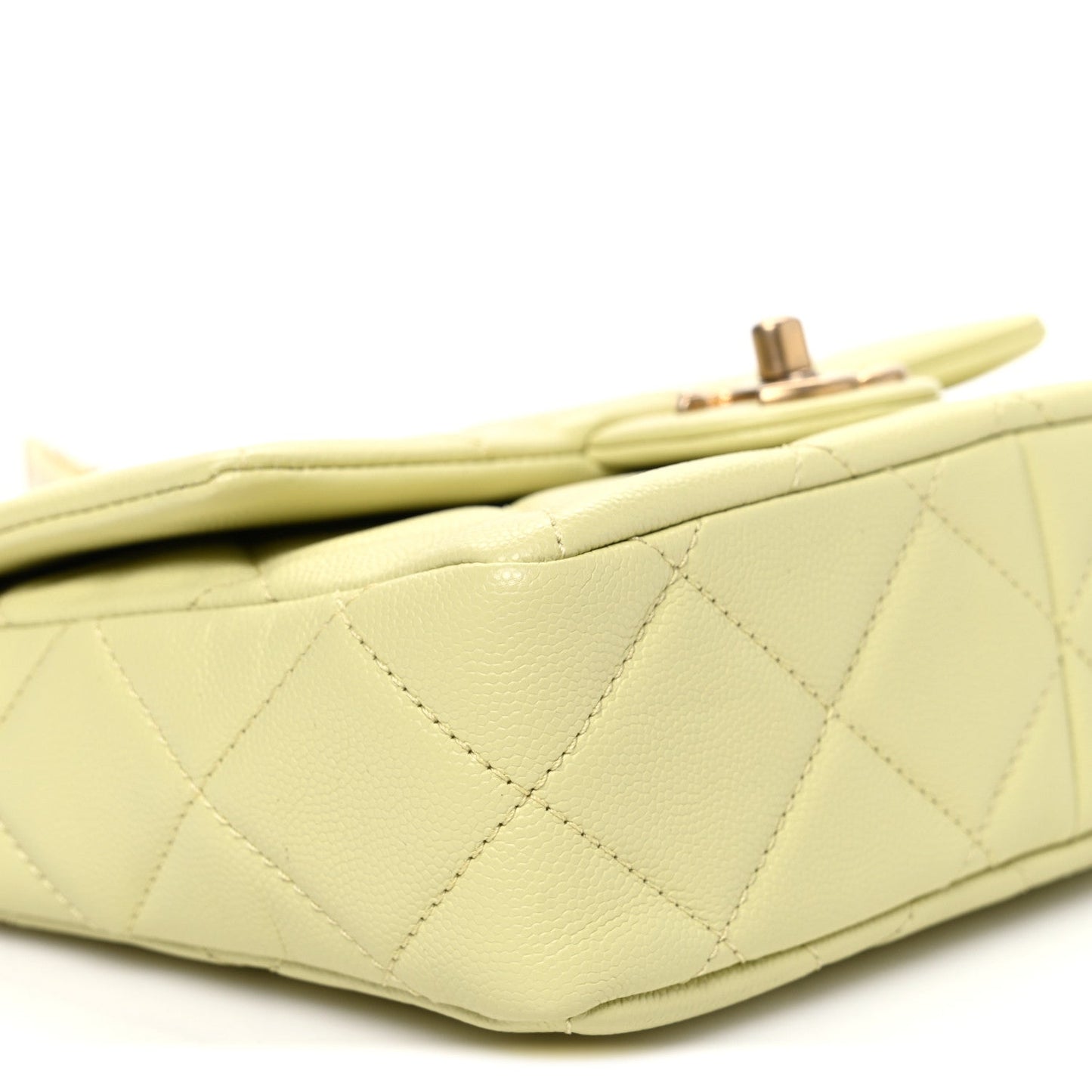 Shiny Caviar Quilted Mini Chain Messenger Flap Bag Yellow
