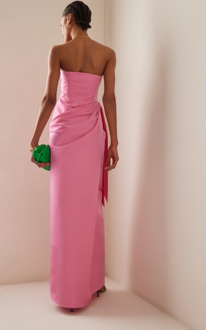 Elegant Strapless Pink   Floor Length Prom Dress