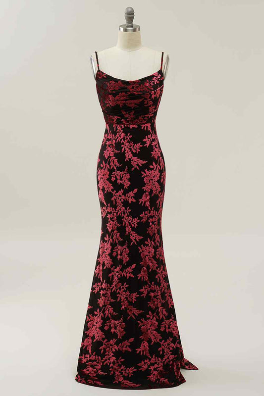 Sexy Bateau Spaghetti Straps Mermaid Prom Party Dress
