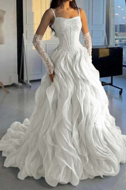 Stunning Silver Straps Formal Evening Dress Sleeveless Beading with Ruffles