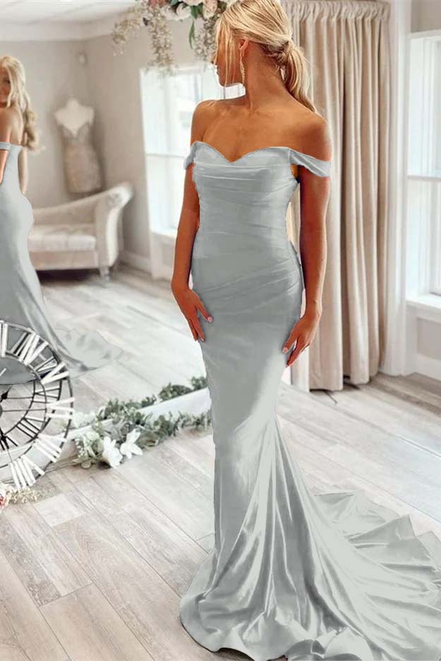 Off-The-Shoulder Mermaid Royal Blue Prom Dress