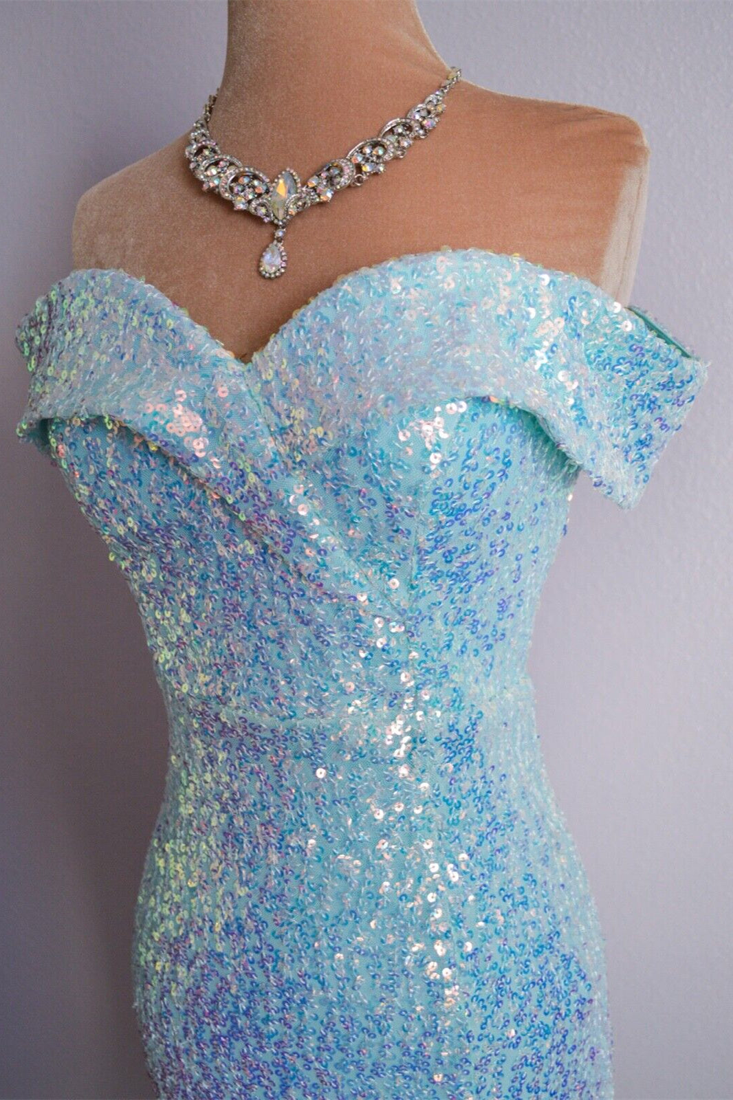 Sparkly Off-Shoulder Mermaid Party Prom Dress With Slit