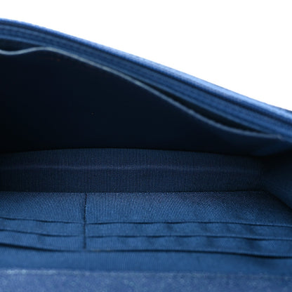 Iridescent Caviar Quilted Wallet on Chain WOC Dark Blue