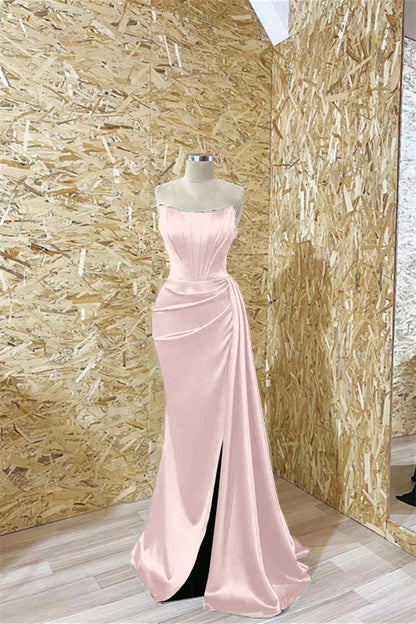 Modern Dark Green Strapless Mermaid Prom Dress Pleated With Ruffles