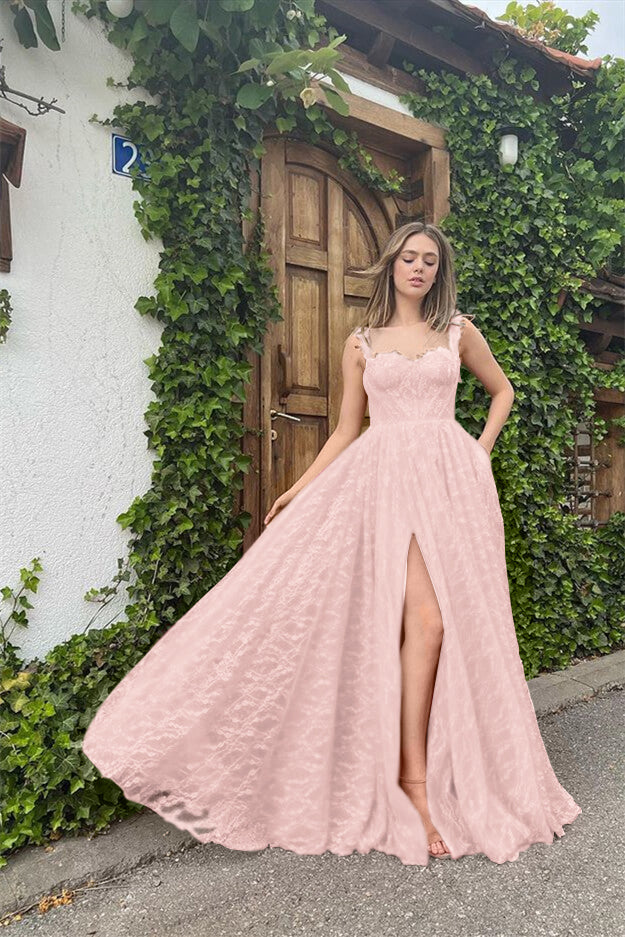 Evening Dress With Sleeveless Appliques Online Front Slit Red