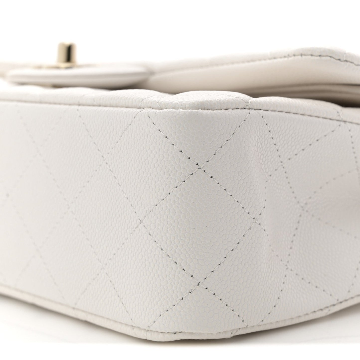 Caviar Quilted Medium Double Flap White