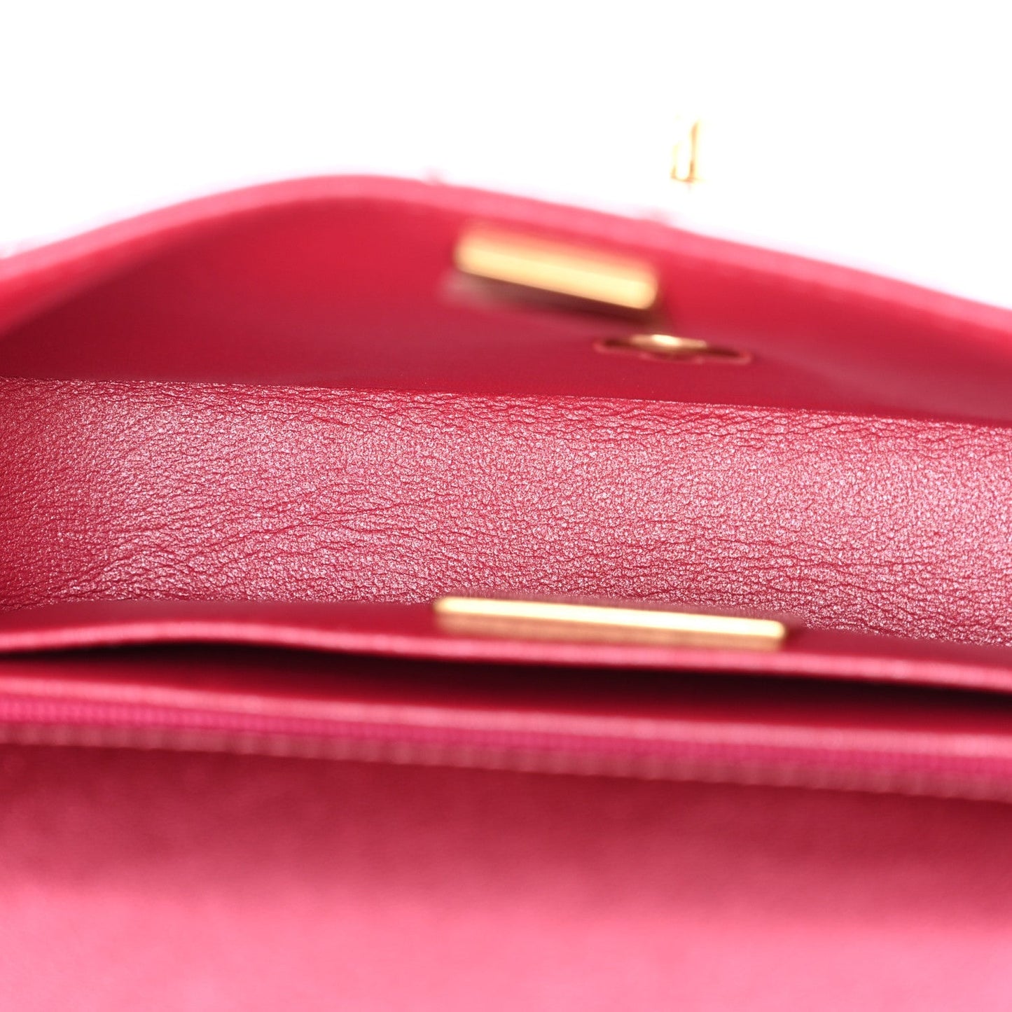 Mirror Metallic Calfskin Quilted Mini Top Handle Flap Pink