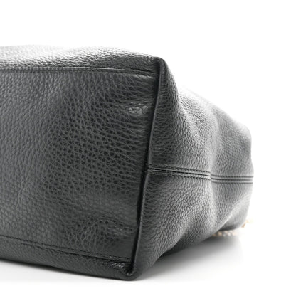 Pebbled Calfskin Medium Soho Chain Shoulder Bag Black