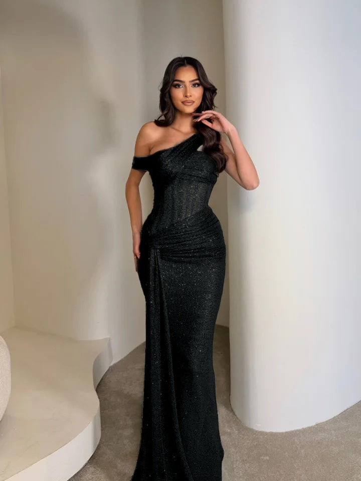 Stunning Sleeveless Sequins Floor Long Mermaid Evening Dress