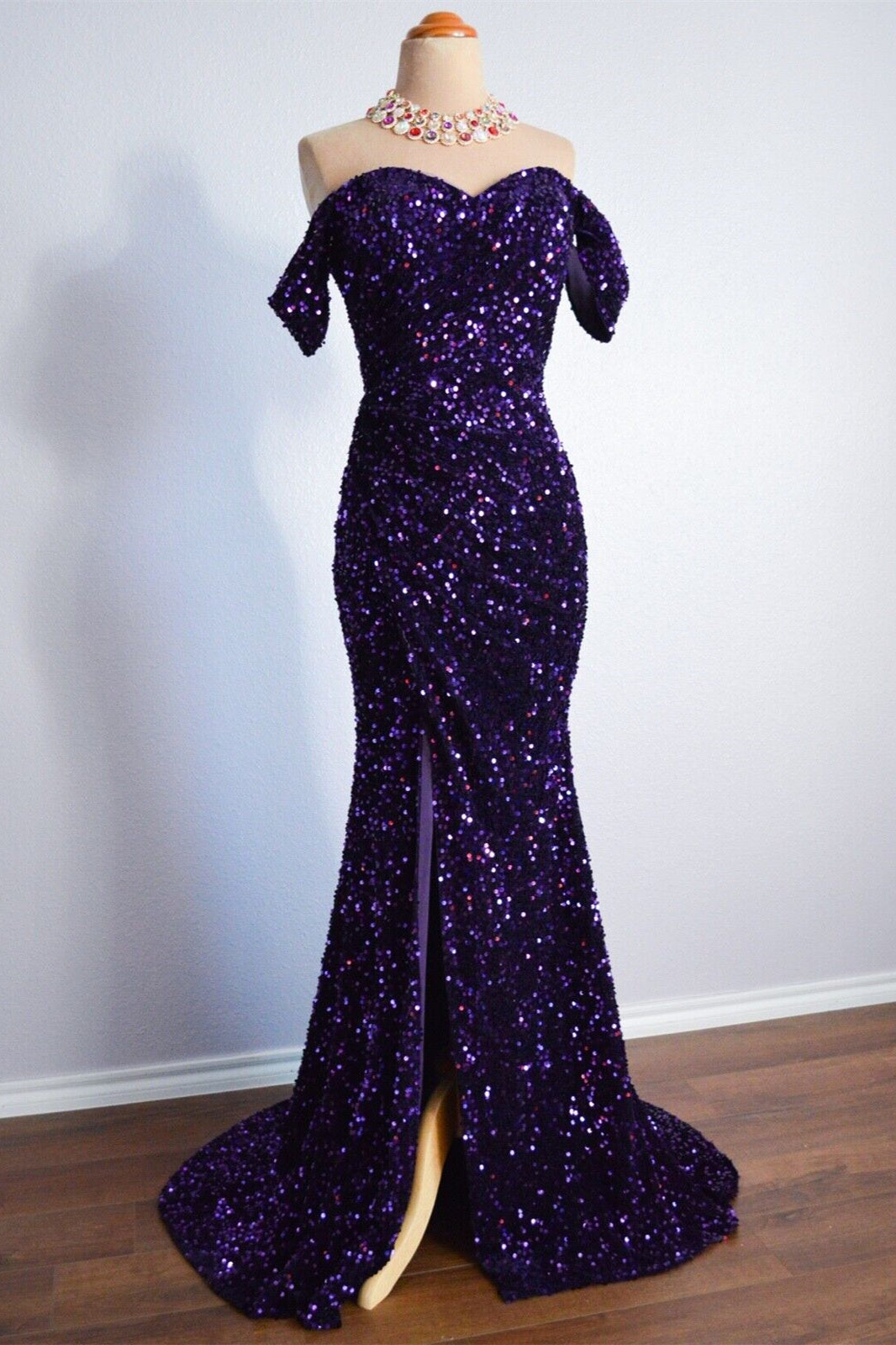 Sweetheart Off-Shoulder Fully Sequin Mermaid Party Prom Dress